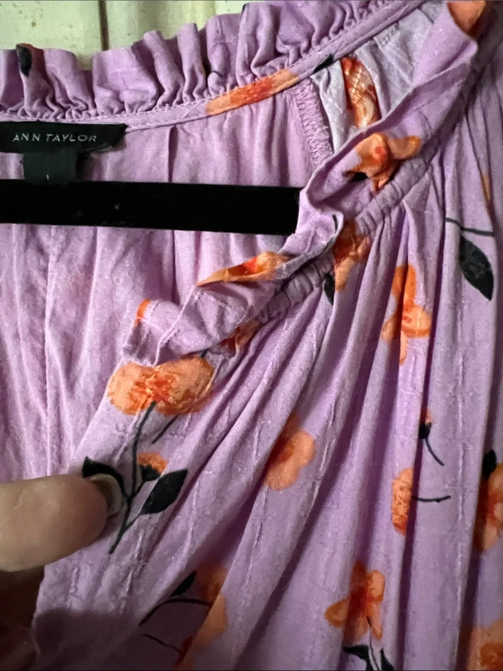Ann Taylor Lavender Ruffle Neck Blouse